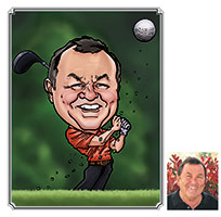 caricature of golfer by mike hasson